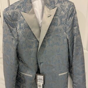 Corneliani Blue and Silver Floral Blazer